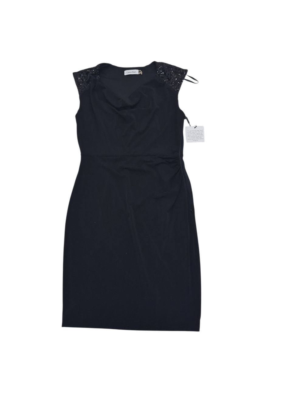 Calvin Klein Black Sequins Cap-Sleeve Sheath Dress
